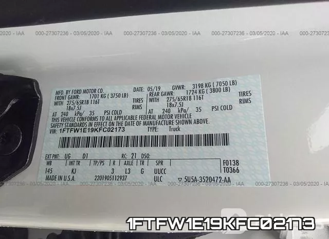 1FTFW1E19KFC02173 фото 10