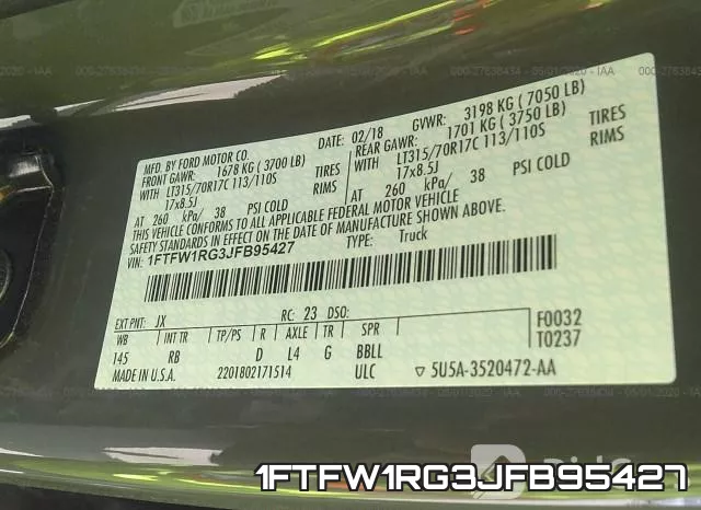 1FTFW1RG3JFB95427 фото 10