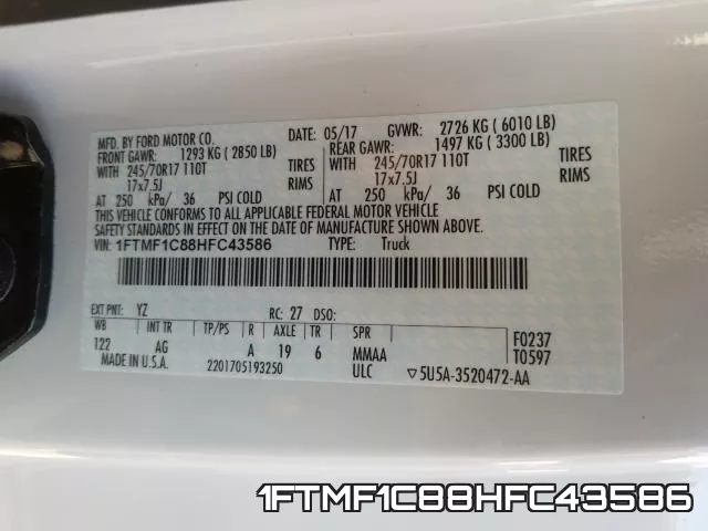 1FTMF1C88HFC43586 фото 2
