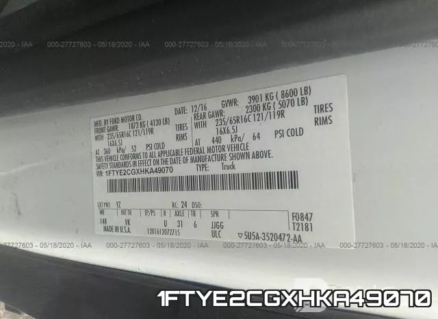 1FTYE2CGXHKA49070 фото 10