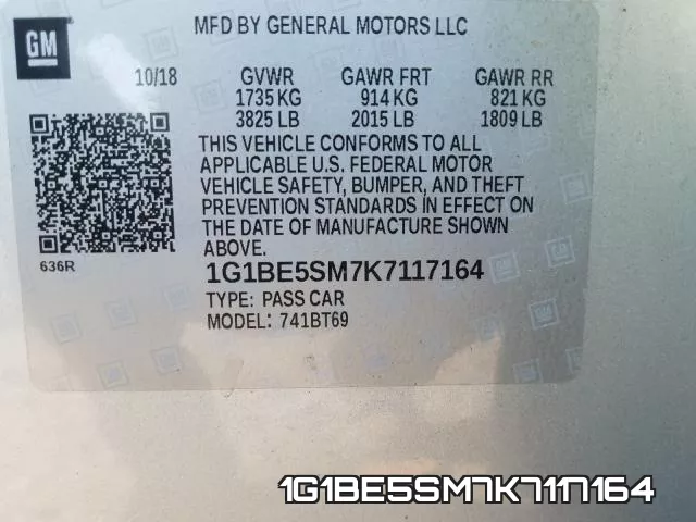 1G1BE5SM7K7117164 фото 2