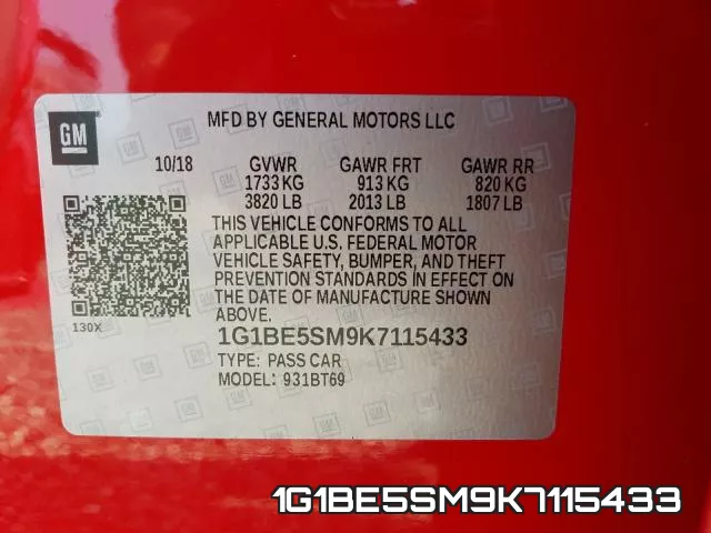 1G1BE5SM9K7115433 фото 2