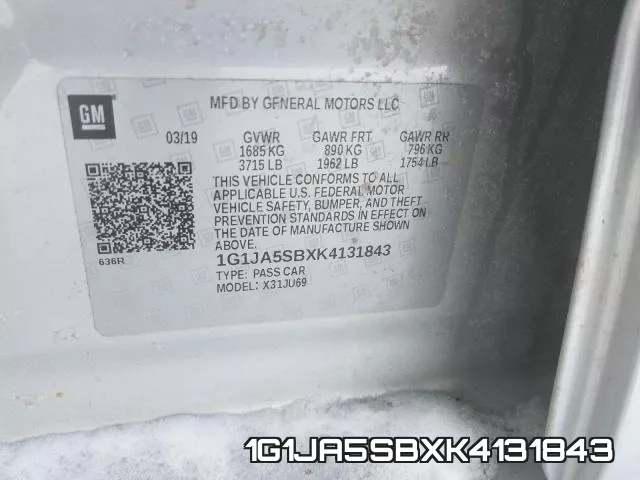 1G1JA5SBXK4131843 фото 2