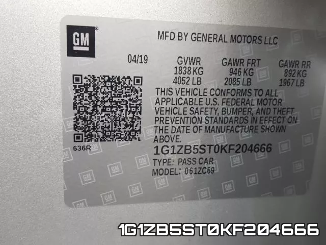 1G1ZB5ST0KF204666 фото 2