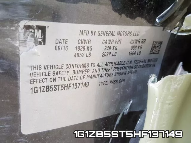 1G1ZB5ST5HF137149 фото 2