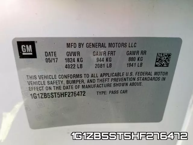 1G1ZB5ST5HF276472 фото 2