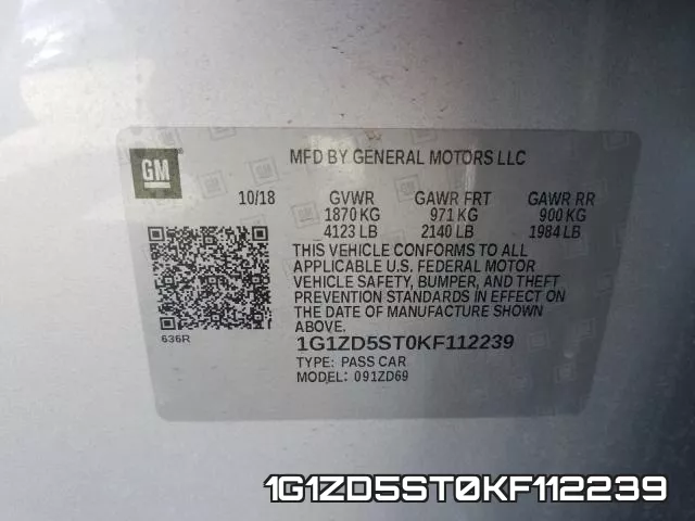 1G1ZD5ST0KF112239 фото 2
