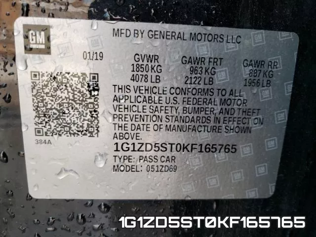 1G1ZD5ST0KF165765 фото 2