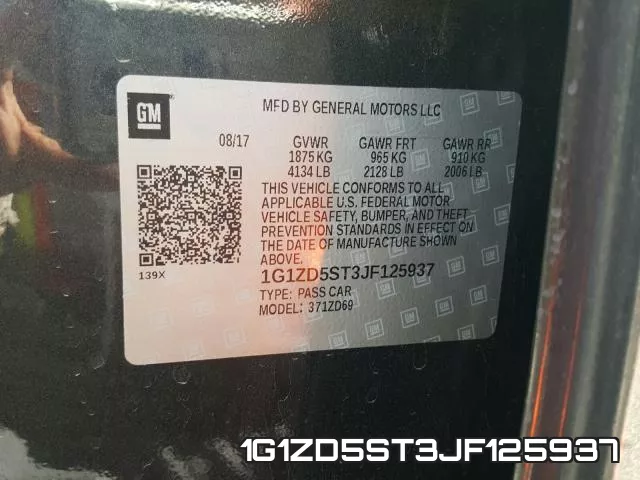 1G1ZD5ST3JF125937 фото 2