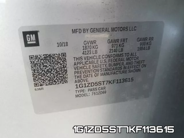 1G1ZD5ST7KF113615 фото 2