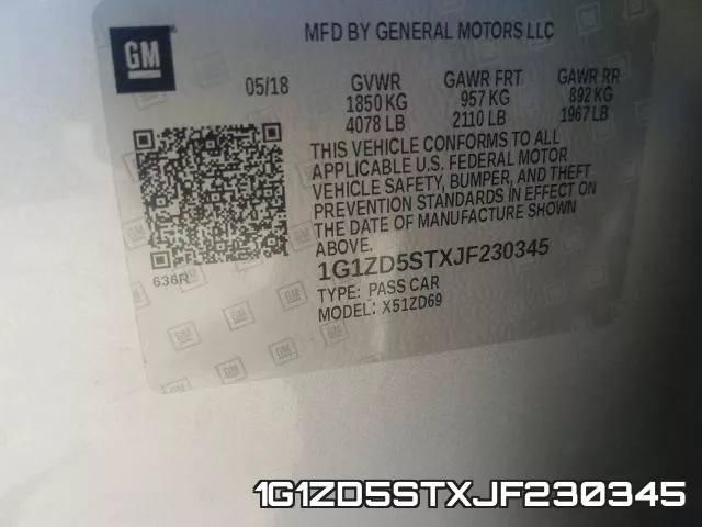1G1ZD5STXJF230345 фото 2