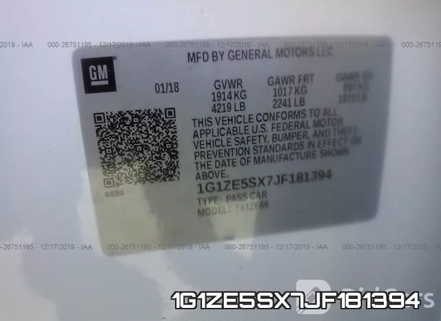 1G1ZE5SX7JF181394 фото 10
