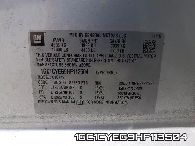 1GC1CYEG9HF113504 фото 2