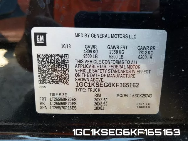 1GC1KSEG6KF165163 фото 2