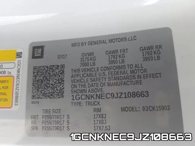 1GCNKNEC9JZ108663 фото 2