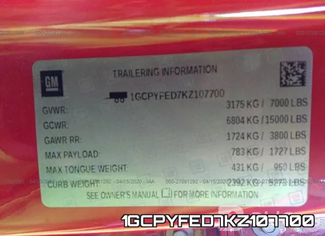 1GCPYFED7KZ107700 фото 10