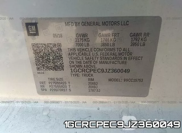 1GCRCPEC9JZ360049 фото 10