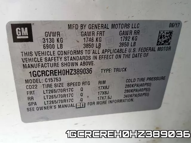 1GCRCREH0HZ389036 фото 2