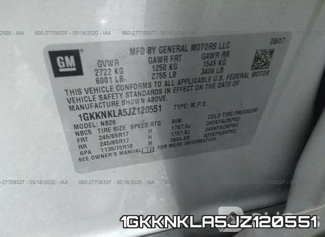 1GKKNKLA5JZ120551 фото 10