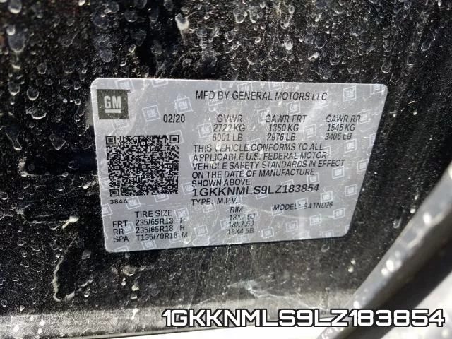 1GKKNMLS9LZ183854 фото 2