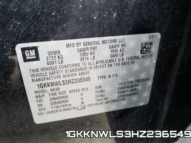 1GKKNWLS3HZ236549 фото 2