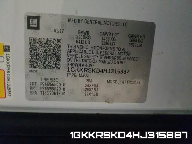 1GKKRSKD4HJ315887 фото 2