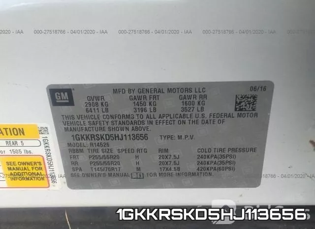 1GKKRSKD5HJ113656 фото 10