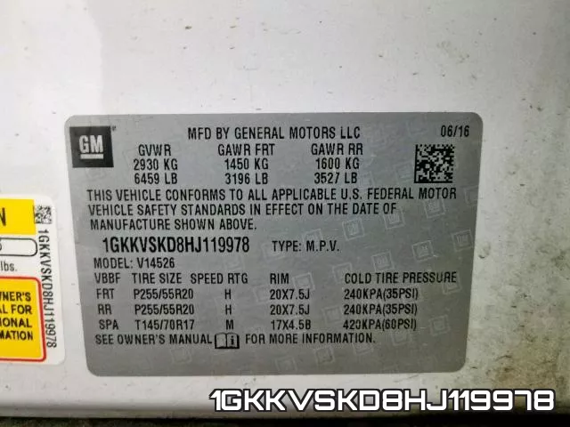 1GKKVSKD8HJ119978 фото 2