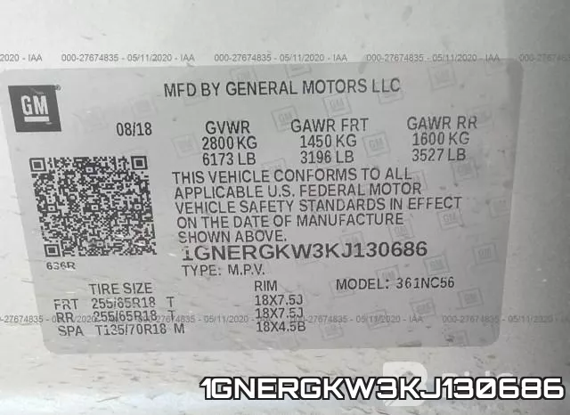 1GNERGKW3KJ130686 фото 10