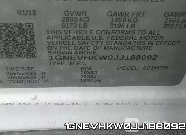 1GNEVHKW0JJ188092 фото 10