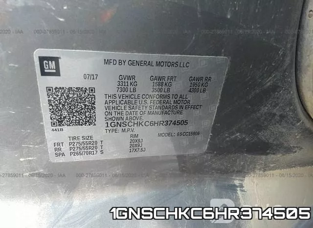 1GNSCHKC6HR374505 фото 10