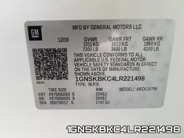 1GNSKBKC4LR221498 фото 2
