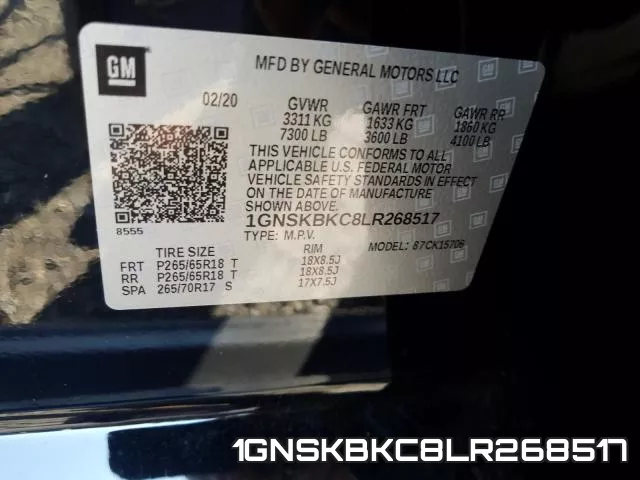1GNSKBKC8LR268517 фото 2