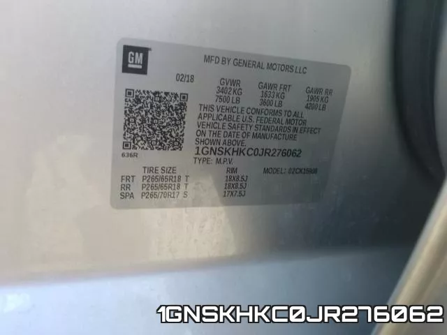 1GNSKHKC0JR276062 фото 2