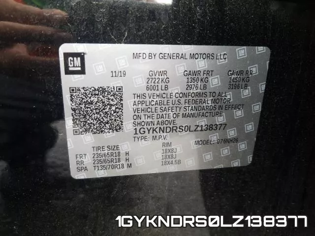1GYKNDRS0LZ138377 фото 2