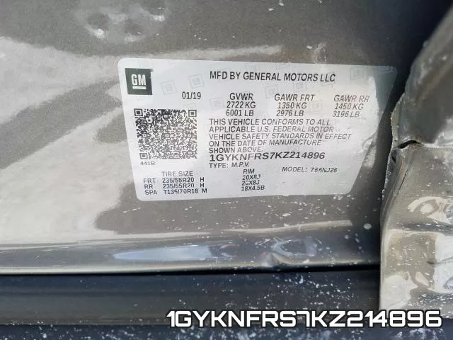 1GYKNFRS7KZ214896 фото 2