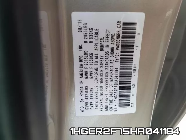 1HGCR2F75HA041184 фото 2