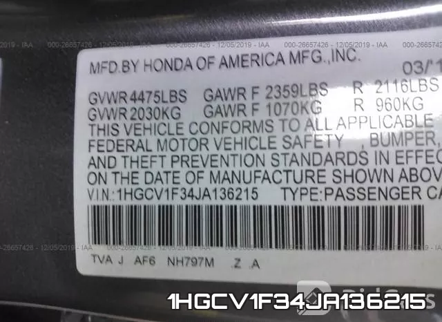 1HGCV1F34JA136215 фото 10