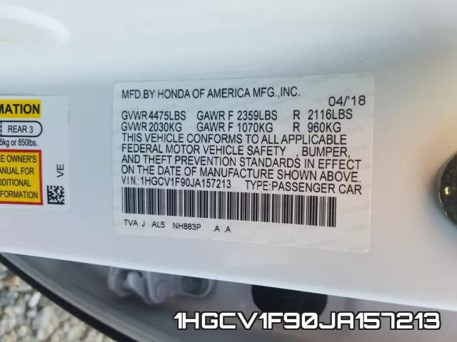 1HGCV1F90JA157213 фото 2
