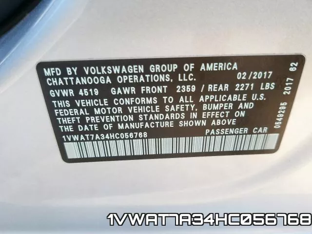 1VWAT7A34HC056768 фото 2