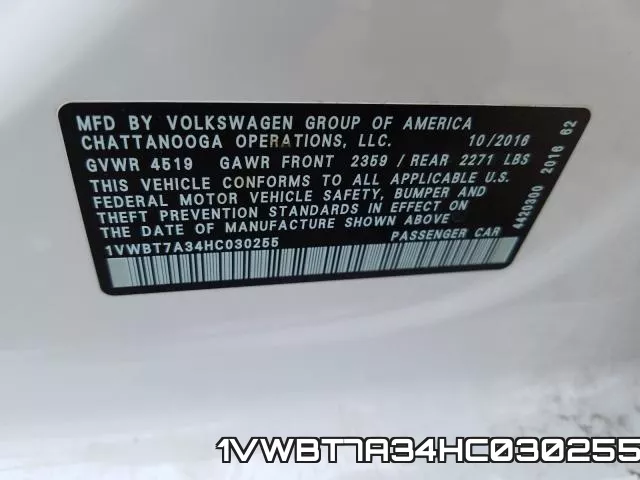 1VWBT7A34HC030255 фото 2