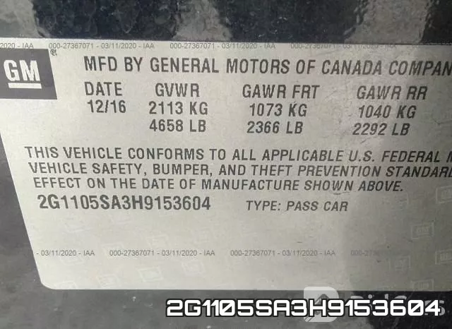 2G1105SA3H9153604 фото 10