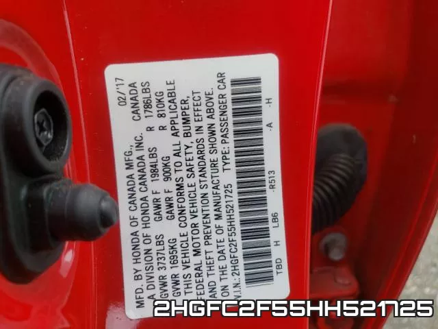 2HGFC2F55HH521725 фото 2