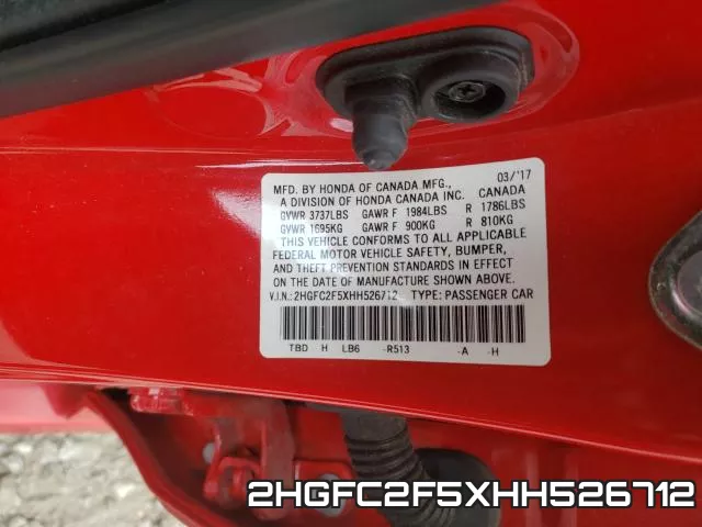 2HGFC2F5XHH526712 фото 2