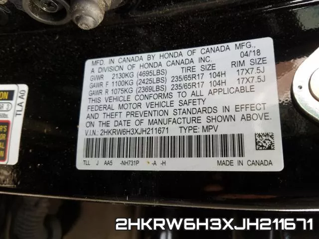 2HKRW6H3XJH211671 фото 2