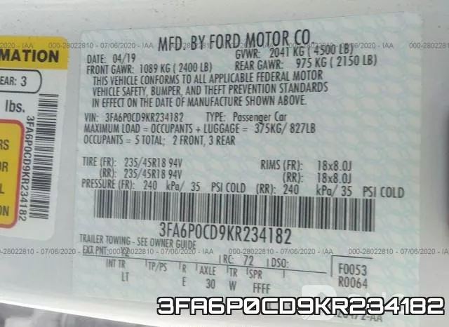 3FA6P0CD9KR234182 фото 10