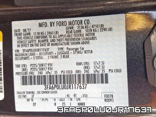 3FA6P0LU0JR117637 фото 2