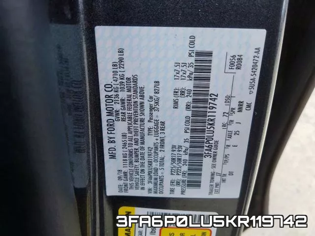3FA6P0LU5KR119742 фото 2