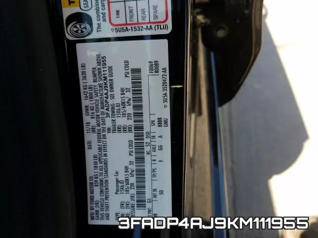 3FADP4AJ9KM111955 фото 2