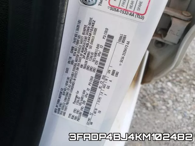 3FADP4BJ4KM102482 фото 2